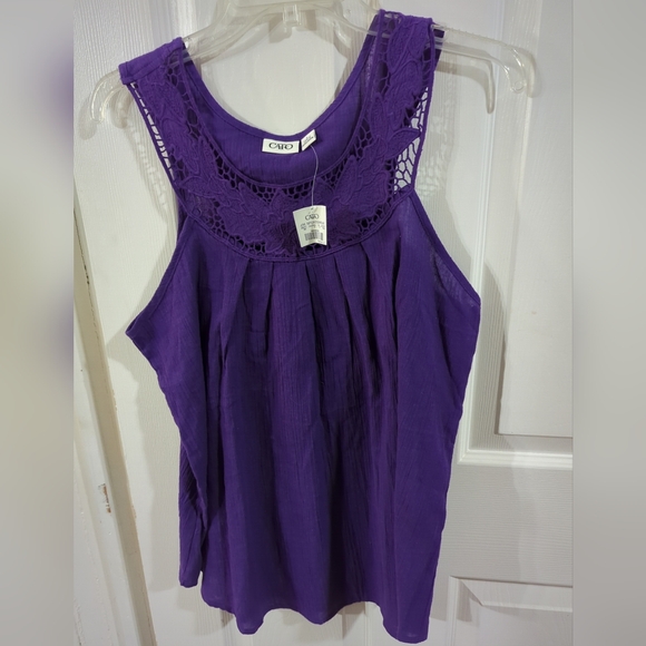 Cato Top Size L Purple Pull Over Lace Around Neckline Sleeveless New With Tags - Picture 7 of 9